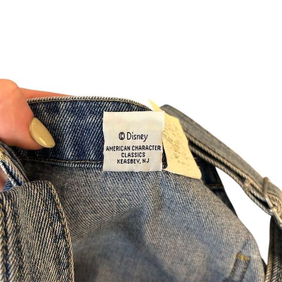 Vintage 90s Disney Mickey Mouse Denim Overall Jumper Dress Blue Size L 14/16 - Picture 8 of 13